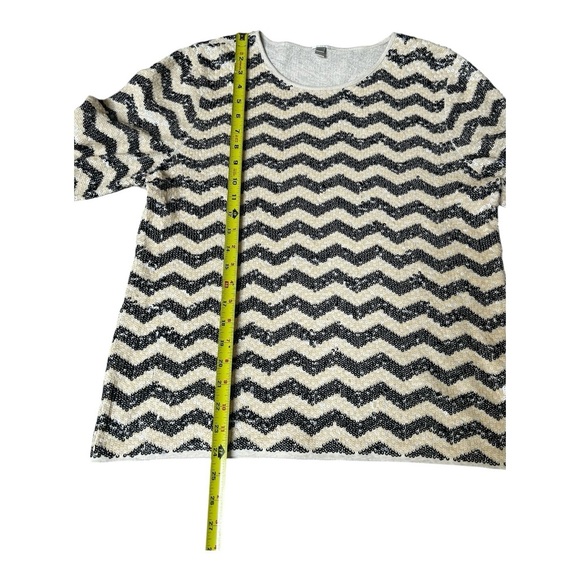 J. Crew Zip Zap Sequin White Cream and Black Top Size Xl Retail $138 - Picture 4 of 8